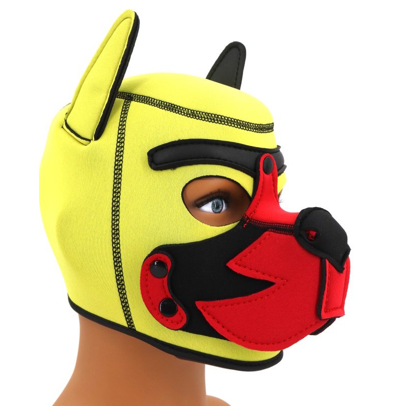 Kinky Puppy Cagoule Puppy Fox Néoprène Jaune-Rouge